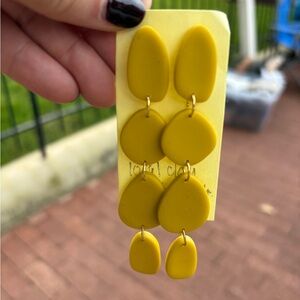 Yellow Geometric Clay Dangle Earrings